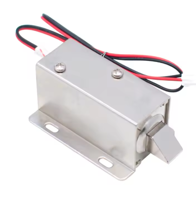 12V metal solenoid lock with red and black wires