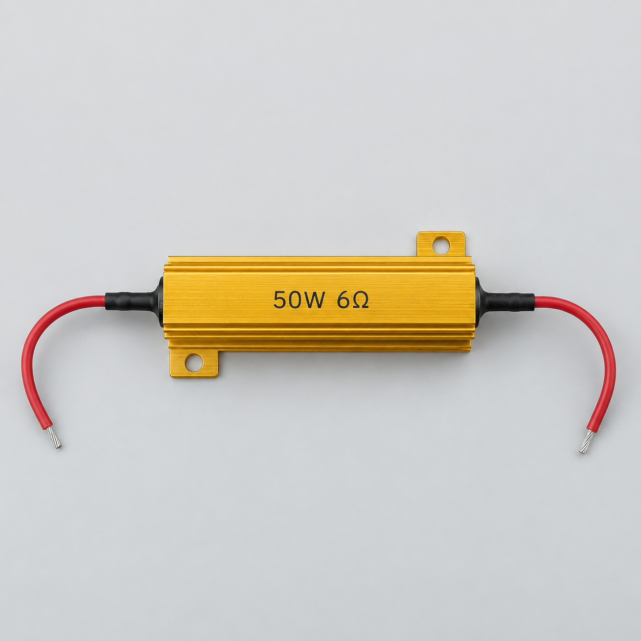6 ohm 50 watt aluminium-housed wirewound power resistor, top view