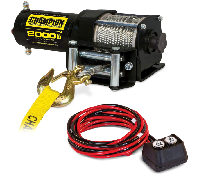 Champion 2000-lb ATV/UTV winch with cable, hook and remote control