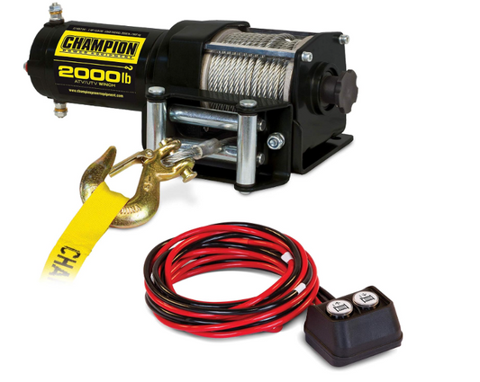 Champion 2000-lb ATV/UTV winch with cable, hook and remote control
