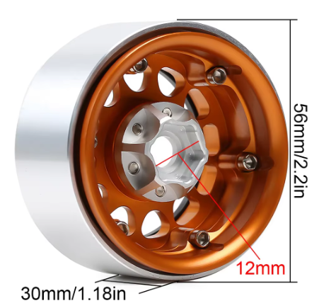 Aluminum Alloy 1.9 Bead lock Wheel Rim + Big Rubber wheel Tires Bigfoot 120mm